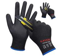 KAYGO Guantes de trabajo resistentes al Corte EN388 4X42C - 2 pares, recubrimientos de nitrilo de espuma micro, buen agarre, lavable a máquina, guantes de seguridad, KG21N (Negro, M, talla 8)