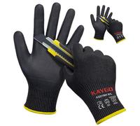 KAYGO Guantes de trabajo resistentes al Corte EN388 4X42C - 2 pares, recubrimientos de nitrilo de espuma micro, buen agarre, lavable a máquina, guantes de seguridad, KG21N (Negro, L, talla 9)