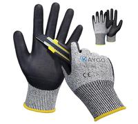 KAYGO Guantes de trabajo resistentes al Corte EN388 4X42C - 2 pares, recubrimientos de nitrilo de espuma micro, buen agarre, lavable a máquina, guantes de seguridad, KG21N (Gris, L, talla 9)