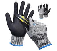 KAYGO Guantes de trabajo resistentes al Corte EN388 4X42C - 2 pares, recubrimientos de nitrilo de espuma micro, buen agarre, lavable a máquina, guantes de seguridad, KG21N (Gris, M, talla 8)