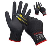 KAYGO Guantes de trabajo resistentes al Corte EN388 4X42C - 2 pares, recubrimientos de nitrilo de espuma micro, buen agarre, lavable a máquina, guantes de seguridad, KG21N (Negro, S, talla 7)