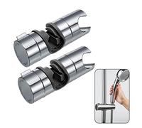KAYLRE 2 PCS Soporte Ducha, Soporte Alcachofa Ducha Ajustable 18-25mm ABS Alcachofa de Ducha Deslizante Repuesto para cabezal Cursor Brazo de sujeción 360° Rotar Bracket, Cromado