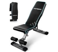 Kayman Banco de pesas ajustable, 6 respaldos, 4 asientos, 3 niveles de piernas, gimnasio de espuma EPE, poliuretano -108 x 33 x 42-112 cm, banco de fitness plegable para gimnasio en casa, prensa