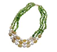 KAYOUDE Collar llamativo de perlas patata blanca y ópalo amarillo