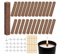 Kayqbonke 24 mechas permanentes para devoradores de cera, con 24 clavos y 1 hoja de pegamento dosificador, mechas para velas para barbacoas de carbón vegetal, iniciadores de fuego de supervivencia