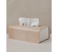 Kazai.® Caja para pañuelos de Papel 'Toke' | Chapa de Madera auténtica certificada FSC® | Dispensador de toallitas húmedas con diseño escandinavo sostenible | Roble, Blanco