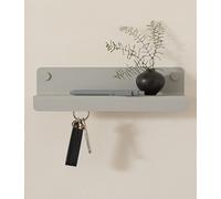 Kazai. Colgador llaves pared 'Holmsen' | Diseño minimalista cuelga llaves paredes inspirado en Berlín | Portallaves para hogar con estante metálica | Guarda llavero, mueble de entrada | Gris seda