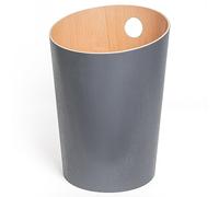 Kazai.® Papelera de Diseño 'Bennet' | Cubo Basura Única para Oficina, Dormitorio, Habitación Infantil y Más | Papelera Hecha de Chapa de Madera Real | Gris (oscuro)
