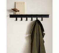 Kazai. Perchero de pared 'Holmsen' | Perchero moderno con estante de metal | Panel perchero minimalista para entrada y recibidor | Colgadores de ropa para pared | Negro