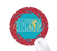 Kazajstán Country Flag nombre Wheel mouse pad de goma roja redonda
