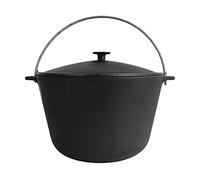Kazan 10L de hierro fundido con asa y tapa de hierro fundido | Olla basculante para camping, olla de guisado, KESSEL tártaro Kazan | Olla de cocción lenta asiática WOK | Tapa para barbacoa al aire