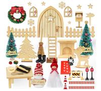 KAZATE 48 Piezas Puerta de Elfo de Navidad, Decoraciones en Miniatura de Casa de Elfo para Madera, Puerta Mágica