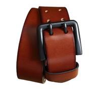 KazeRyu Cinturón De Cuero Moda For Jeans - Hebilla Ajustable Doble Garra Ocio Piel Vaca Hecho A Mano Estilo Occidental Clásico(Brown,115cm/waist:39")