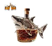 KazeRyu Decantador De Whisky Con Forma De Tiburón Del 50.º Aniversario | Botella De Vidrio Transparente Con Animal Grabado For Bar En Casa Y For Regalar(C)