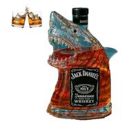 KazeRyu Decantador De Whisky Con Forma De Tiburón Del 50.º Aniversario | Botella De Vidrio Transparente Con Animal Grabado For Bar En Casa Y For Regalar(B)