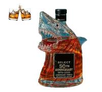 KazeRyu Decantador De Whisky Con Forma De Tiburón Del 50.º Aniversario | Botella De Vidrio Transparente Con Animal Grabado For Bar En Casa Y For Regalar(D)