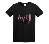 KAZHILAN Lavigne Singer Cross My Heart Men's Unisex 100% Cotton Short-Sleeve T-Shirts Black XXXL