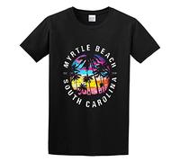 KAZHILAN Myrtle Beach SC Palm Tree Unisex 100% Cotton Short-Sleeve T-Shirts Black XXL