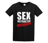 KAZHILAN Sex Instructor First Lesson Free Unisex 100% Cotton Short-Sleeve T-Shirts Black XXXL