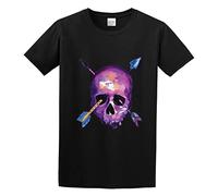 KAZHILAN Watercolor Skull with Arrows Jacob Zelazny Transparent Unisex 100% Cotton Short-Sleeve T-Shirts Black XL
