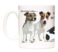 KAZMUGZ Taza de cerámica de Jack Russell, la vida es mejor con un Jack Russell. Regalo para amantes de los perros