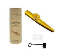 Kazoo de aleación de aluminio RuiJOTWAT con 10 diafragmas de flauta Kazoo, una hermosa caja y cubierta antipolvo para instrumentos musicales, ukelele, guitarra, socios, dorado