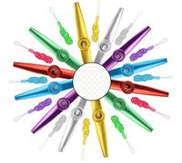 Kazoo Pitos de Carnaval Kazoo Metal 12 Piezas Cazu Instrumento Kazoo Niños con 24 Membranas para Acompañar Instrumentos Como Guitarra, Ukelele, Piano, Violín