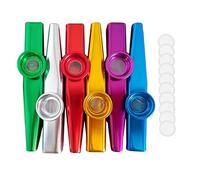 Kazoos - Flauta nasal de metal para niños, 6 unidades, instrumentos musicales para adultos, viento, instrumentos de viento, silbato de pato, arp jaw instrument,membrana de ocarina, 10 láminas para
