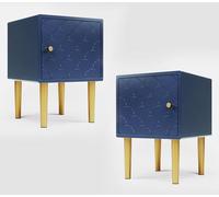 KAZZIO Juego de 2 mesitas de noche, mesitas de noche, mesitas auxiliares, color azul marino, mesa de sofá adecuada para cualquier cama y dormitorio (mesita de noche, 2)