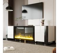 KAZZIO Mueble bajo para TV con chimenea eléctrica, efecto llama, sin función de calefacción, color a juego