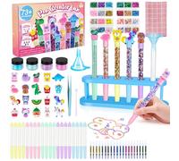 Kazzley Laboratorio de Boligrafos con 73+ PCS, Kit de Creación de Bolígrafos, Cree 20 Glitzerstiften Personalizados, Manualidades Niña 5 6 7 8 9 10 años, Regalo Juguetes Creativas para Niños y Niñas