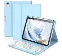 Kbcase - Funda con teclado VK para iPad 10e y A16 11ª gen funda extraíble para iPad 10e 10.9" 2022 y A16 11e 11 pulgadas 2025 con portalápices de múltiples ángulos, azul
