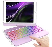 KBCASE Funda Teclado iPad 9a generación con Trackpad, Funda Rotación de 360° con Bluetooth Inalámbrico Español Ñ Teclado para iPad 10.2 9a/ 8a/ 7a Gen,7 Colores Retroiluminada,Rosa