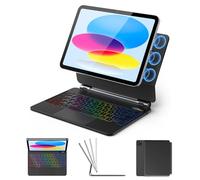 KBCASE Magic Keyboard iPad para Air 11'' M4 /M3/ Air 6/5/4 Gen y iPad Pro 11 4/3/2/1 Gen, Teclado iPad Air 11" con 7 Colores Retroiluminación, Trackpad Multitáctil, Indicador de batería, Español (Ñ)