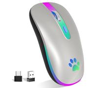 KBCASE Ratón inalámbrico USB 2.4G Bluetooth recargable con retroiluminación de 7 colores 1600 DPI ratón inalámbrico para juegos para laptop, iPad, PC, Mac, computadora, Windows, tabletas, Android