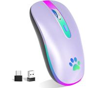 KBCASE Ratón inalámbrico, USB de 2,4 GHz, 1600 ppp, seguimiento óptico | Ratón bluetooth recargable con iluminación RGB 7 para computadora portátil, PC, Mac, iPad, tabletas, iOS, Android, Windows