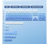 KBDIY 133 Key Gradiente Gray PBT Tock Capas con impresión lateral y brillo a través de un diseño de retroiluminación compatible con varios teclados mecánicos de jugadores(Side-Printed Type G)