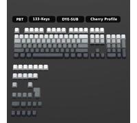 KBDIY 133 Key Gradiente Gray PBT Tock Capas con impresión lateral y brillo a través de un diseño de retroiluminación compatible con varios teclados mecánicos de jugadores(Side-Printed Type A)