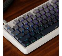 KBDIY 133 Key Gradiente Gray PBT Tock Capas con impresión lateral y brillo a través de un diseño de retroiluminación compatible con varios teclados mecánicos de jugadores(Side-Printed Type E)