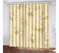 KBDQGX Cortinas Opacas Cortas Salon Dormitorio Modernas para Ventanas Base Beige con Hojas Variegadas Amarillas Estampadas 2 Piezas con Ojales 140X160Cm Cortinas Opacas Termicas Aislantes Frio Y Ca