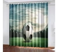 KBDQGX Cortinas Opacas Cortas Salon Dormitorio Modernas para Ventanas Sombra Nocturna De Fútbol Verde Y Azul Estampadas 2 Piezas con Ojales 234X230Cm Cortinas Opacas Termicas Aislantes Frio Y Calor