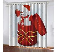 KBDQGX Cortinas Termicas Aislantes Frio Y Calor 2 Piezas 234X230Cm Muñeco De Nieve Navideño De Dibujos Animados Cortinas Opacas con Ojales Salon Modernas Dormitorio Juvenil Infantil Habitacion Coci