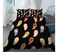 KBDQGX Funda Nordica Cama 180, Juego De Ropa De Cama Patrón De Impresión De Huellas De Pata De Gato Coloridas Y Lindas sobre Fondo Negro 3D 260X240Cm 3 Piezas Funda De Nórdica De Microfibra Y 2 Fun