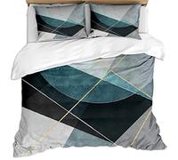 KBDQGX Funda Nordica Cama 180, Juego De Ropa De Cama Patrón De Impresión De Simplicidad Geométrica Azul Y Negra 3D 260X240Cm 3 Piezas Funda De Nórdica De Microfibra Y 2 Fundas De Almohada, con Crem