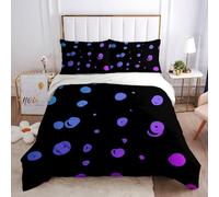 KBDQGX Juego De Funda Nórdica Patrón De Impresión De Fondo Negro con Lindas Manchas Azules Y Moradas. 3D Juego De Ropa De Cama De Microfibra 3 Piezas Moderna Funda De Edredón Y 2 Fundas De Almohada