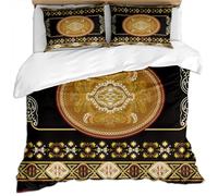 KBDQGX Juego De Ropa De Cama Impresión De Arte Bohemio De Lujo con Patrón Vintage En Oro Negro 3D 200X200Cm 3 Piezas Juego De Cama De Microfibra para Adultos Y Infantiles, 1 Funda Nórdica Y 2 Funda