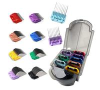 KBDS Juego de peine profesional de acero inoxidable con guía de 9 colores, compatible con cortaúñas Andis, Oster A5, Wahl KM Series Clipper desmontable para mascotas, perros, gatos y caballos