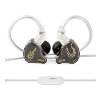 KBEAR Phoenix IEM - Auriculares de aluminio doble lámina, cable 3.5 mm, imán DD 10 mm, diafragma PET, graves profundos (negro, con