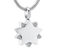 KBFDWEC Joyas de cremación Colgante de Cenizas en Forma de Sol de Acero Inoxidable Letras Libres Delante y detrás