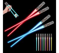 KBIBCK 2 pares Light Up Varillas, Lightsaber Baguette, Lightsaber Varillas con 9 modos de color, varillas luminosas sin BPA, reutilizables Illuminating Chopsticks para cocina, sushi, fiesta